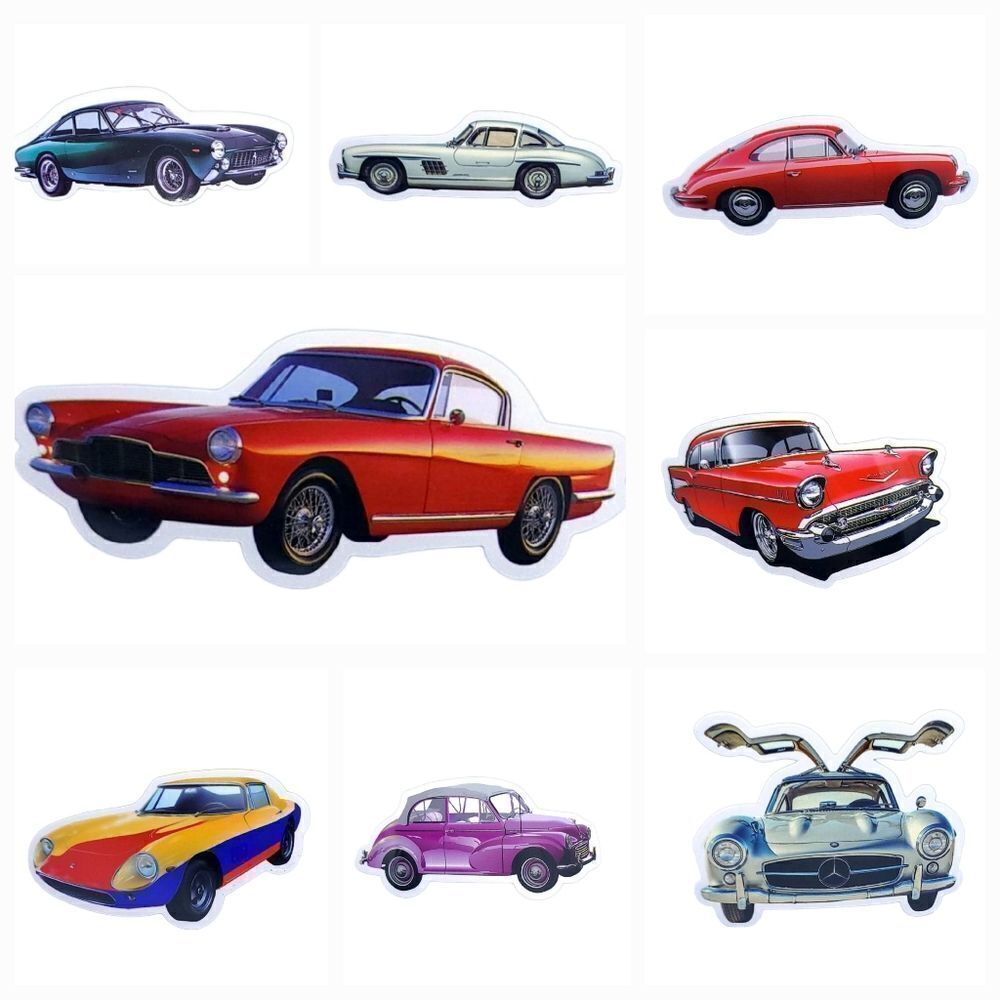 Classic Cars Decals Antique Roadsters Stickers Vintage Coupe Motor Variety Pack